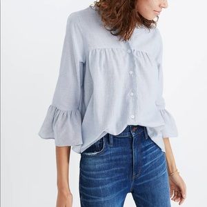 Veranda Bell-Sleeve Shirt in Stripe Size Small